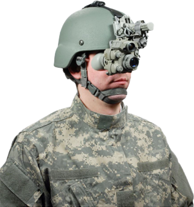 Soldier wearing Enhanced Night Vision Goggle